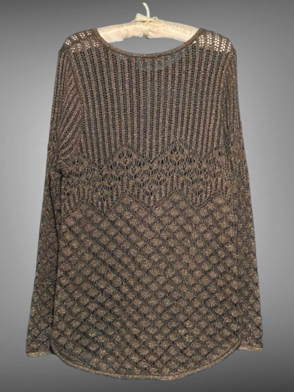 JEAN PIERRE GOLD AND BLACK OPEN KNIT SWEATER SIZE LARGE - Picture 2 of 8